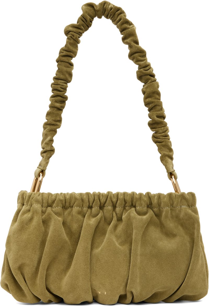 Marni Green Suede Ruffles Clutch Bag 262379F048020