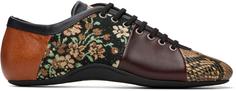Beige & Brown Patchwork Ballerina Sneakers 262358F128009