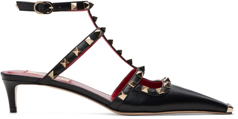 Garavani Black Rockstud Court 40mm Heels 262807F122013