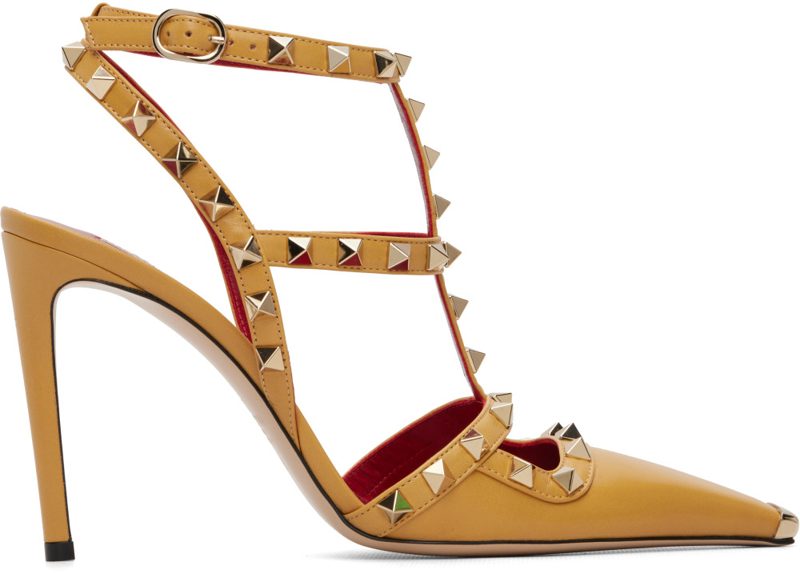Garavani Yellow Rockstud 100mm Heels 262807F122010