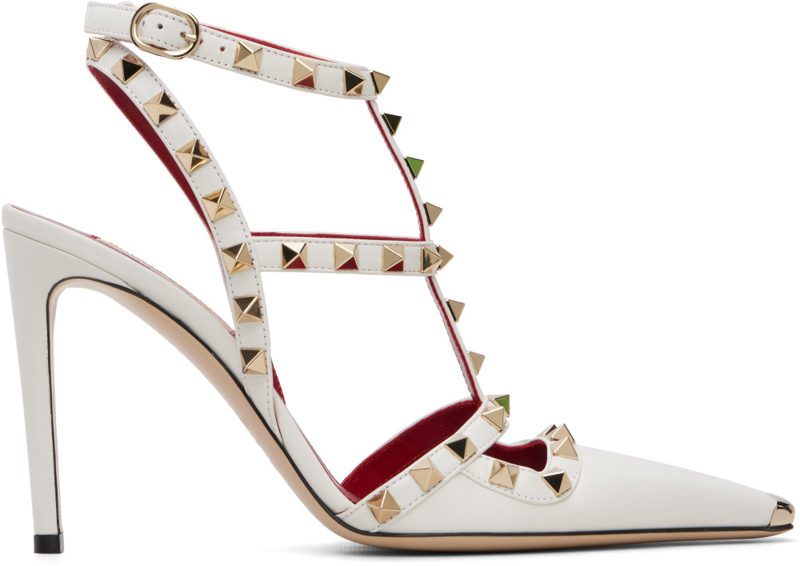 Garavani White Rockstud 100mm Heels 262807F122012