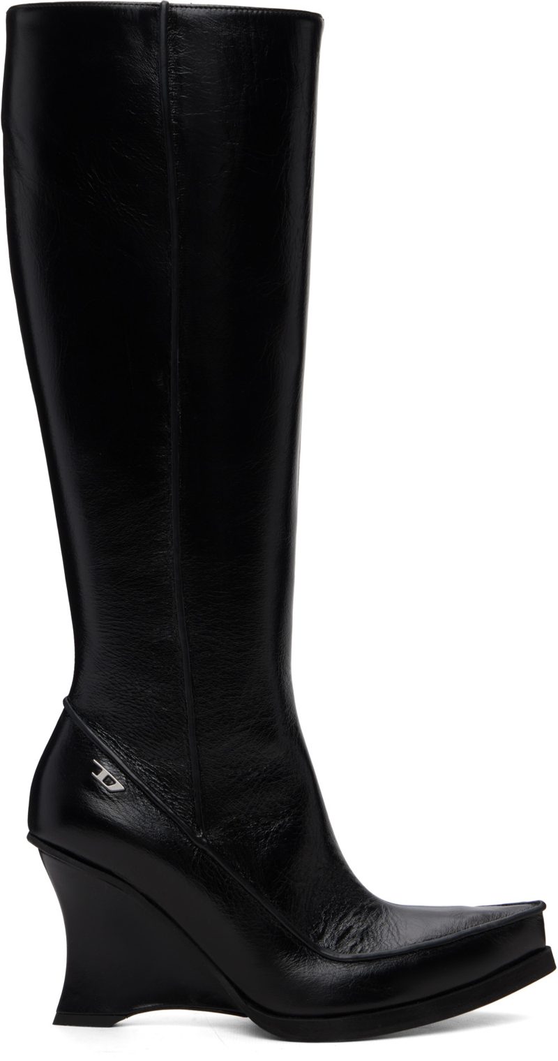 Black D-Lucette-Knee-High Leather Boots 262001F115003