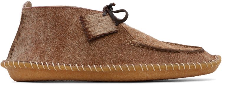 Brown Horsy Hair Leather Moc Boots 262646M224002