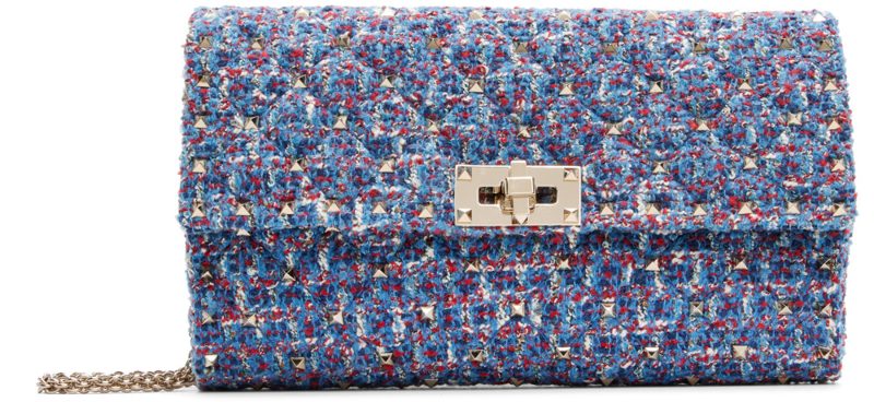 Garavani Blue & Red Tweed Rockstud Spike Bag 262807F048026