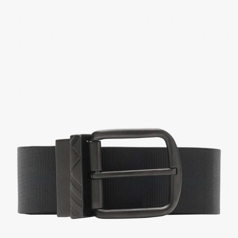 Mens Black / Charcoal Reversible Check Pin Belt_Black / Charcoal