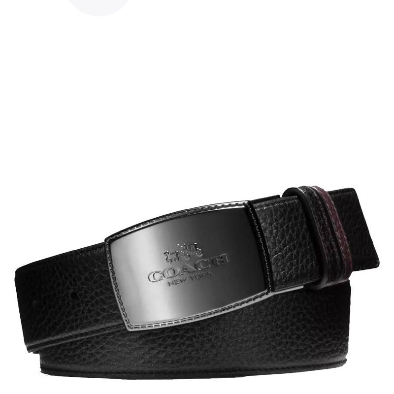 Coach Reversible Plaque Buckle Cut To Size Belt_Black/Mahogany