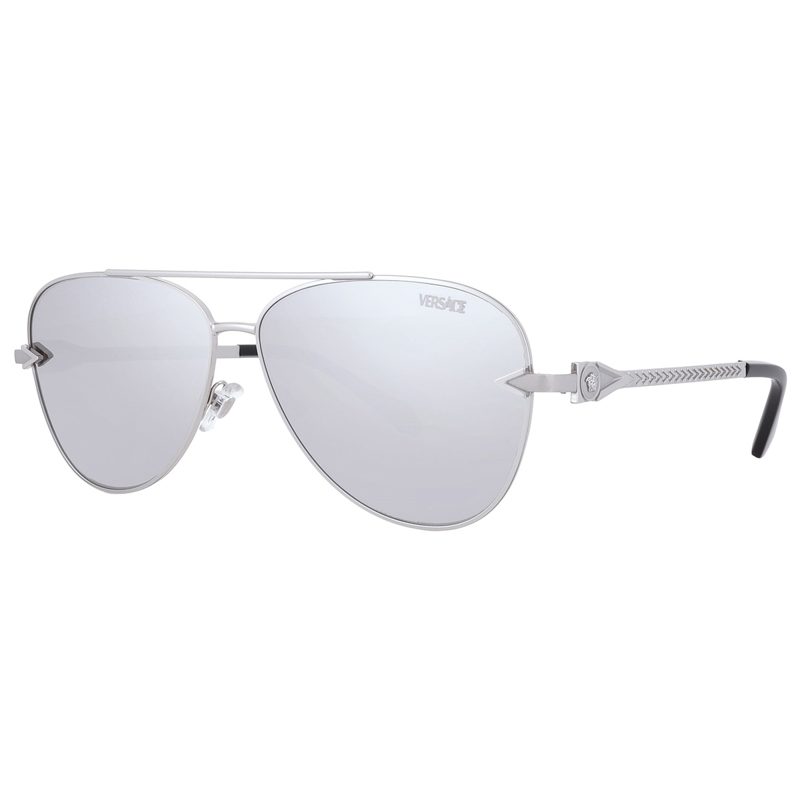 Light Grey Silver Mirror Pilot Mens Sunglasses VE2283 10006G 61