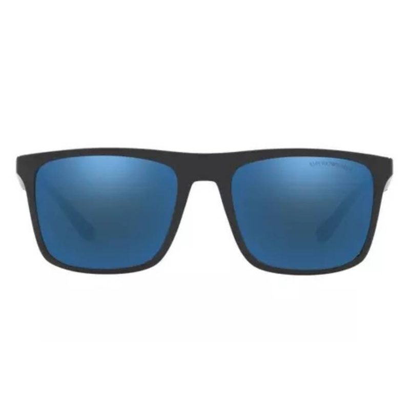 Emporio Armani Dark Blue Mirror Square Mens Sunglasses EA4097 501755 56