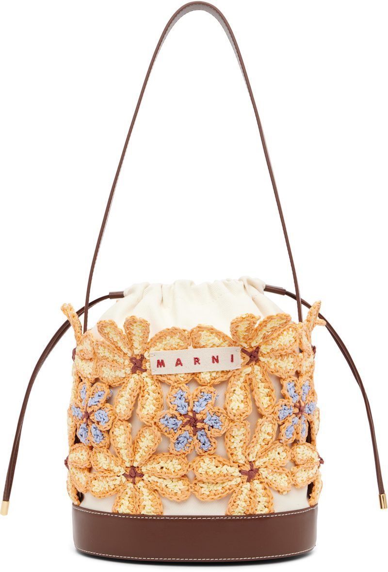 Marni [오프화이트] & Orange Flower Bucket Bag 261379F048017