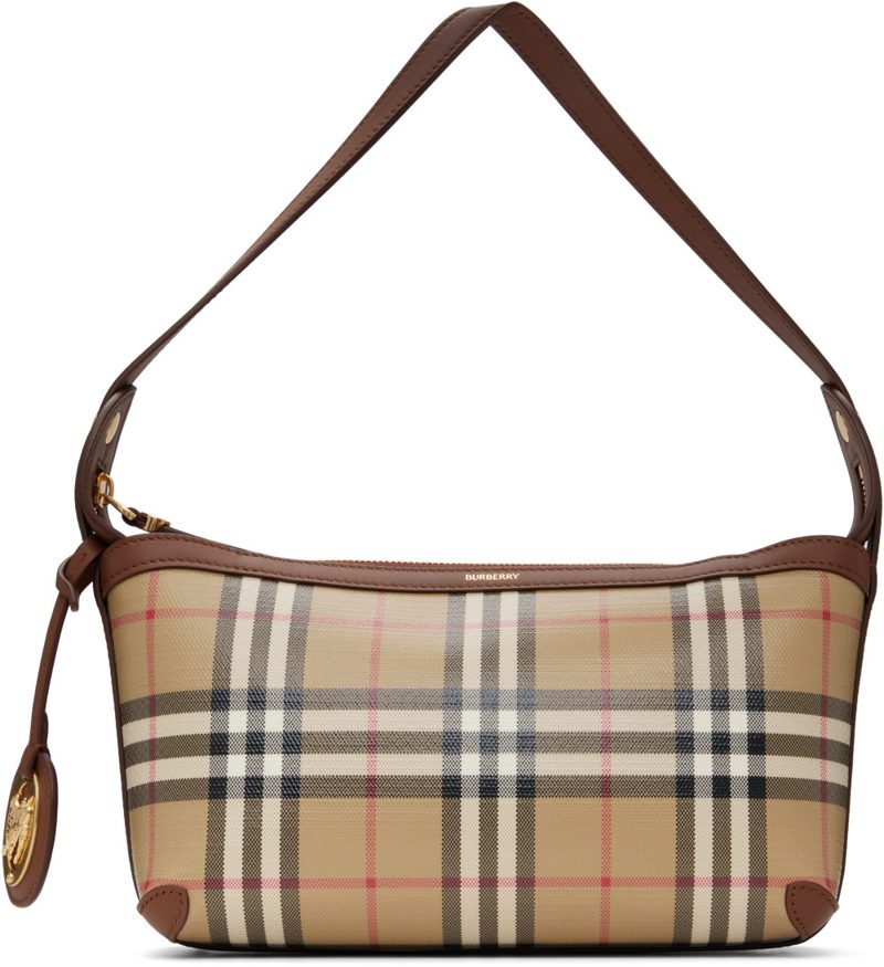 Beige Mini Check Shoulder Bag 262376F048016