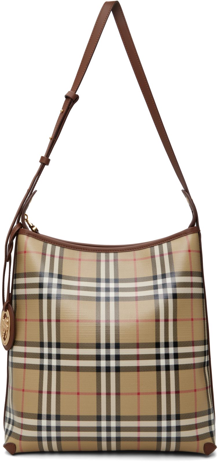 Beige Small Check Shoulder Bag 262376F048015