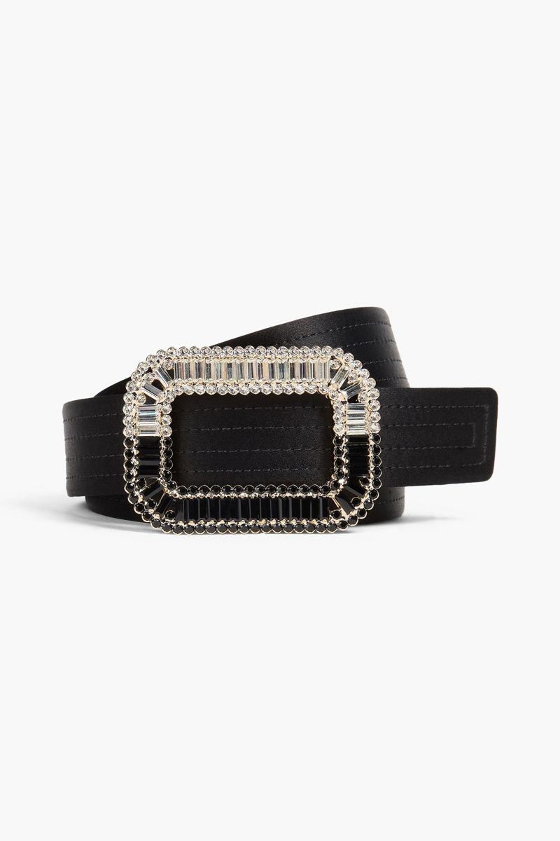 Roger Vivier Pilgrim Quilted Satin Belt with Crystal-Embellished Buckle