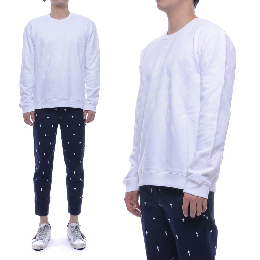 17SS 남성 남성 화이트 스타 프린팅 맨투맨 티셔츠 (MV3MF04N_480_0BO_17S)