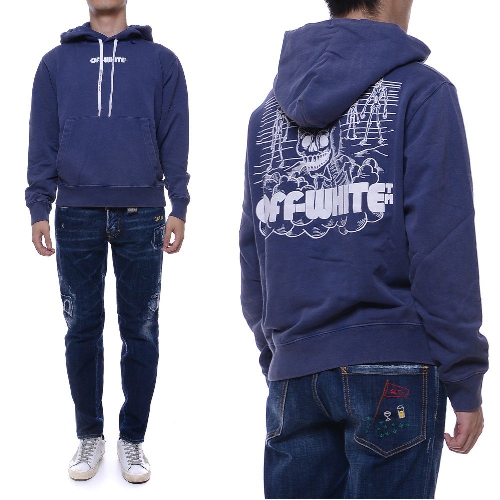 19FW 남성 스컬 슬림 후드티셔츠 (OMBB034E19E30012_3001_19F)