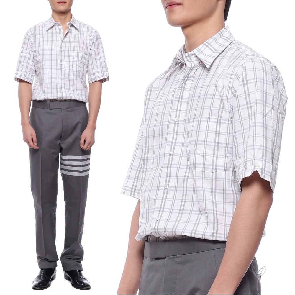 22SS 남성 클래식 체크 반팔 셔츠 (MWS002A_07877_035_22S)