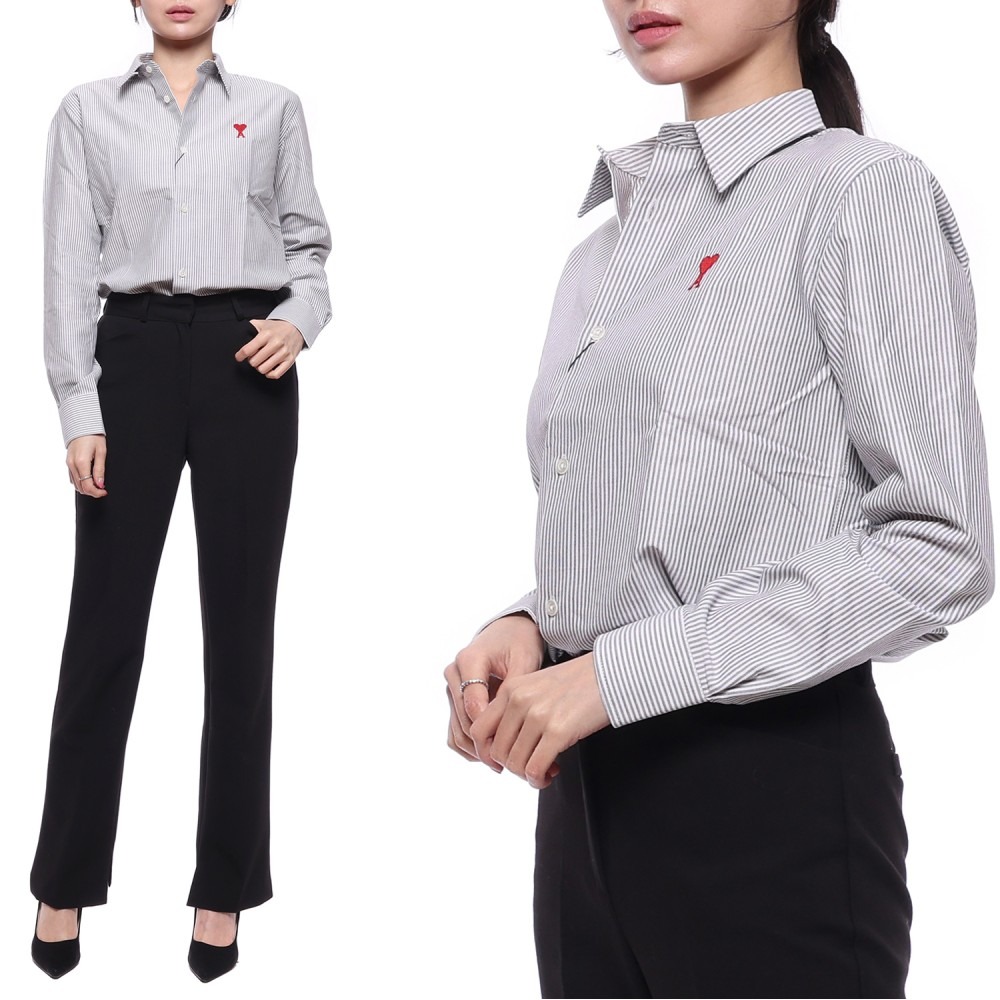 22FW 여성 하트 로고 스트라이프 셔츠 (FSH091_471_004_W_22F)
