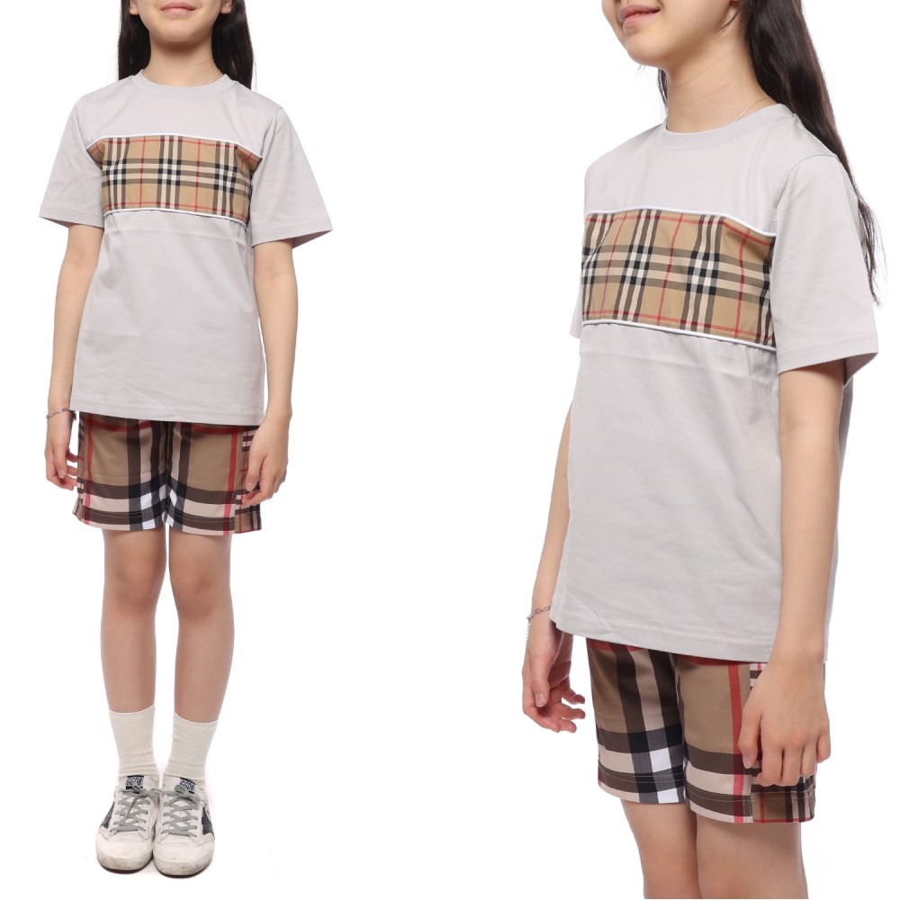 23SS 체크 패널 반팔티셔츠 (8065753 SOFT SILVER GREY 23S)
