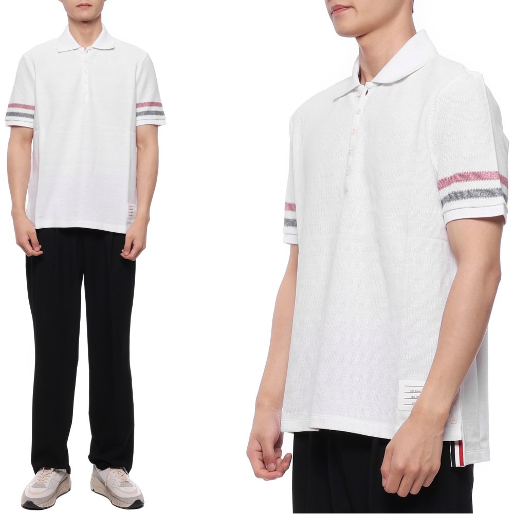 23SS 남성 삼선 스트라이프 폴로 반팔티셔츠 (MJP169A J0046 100 23S)