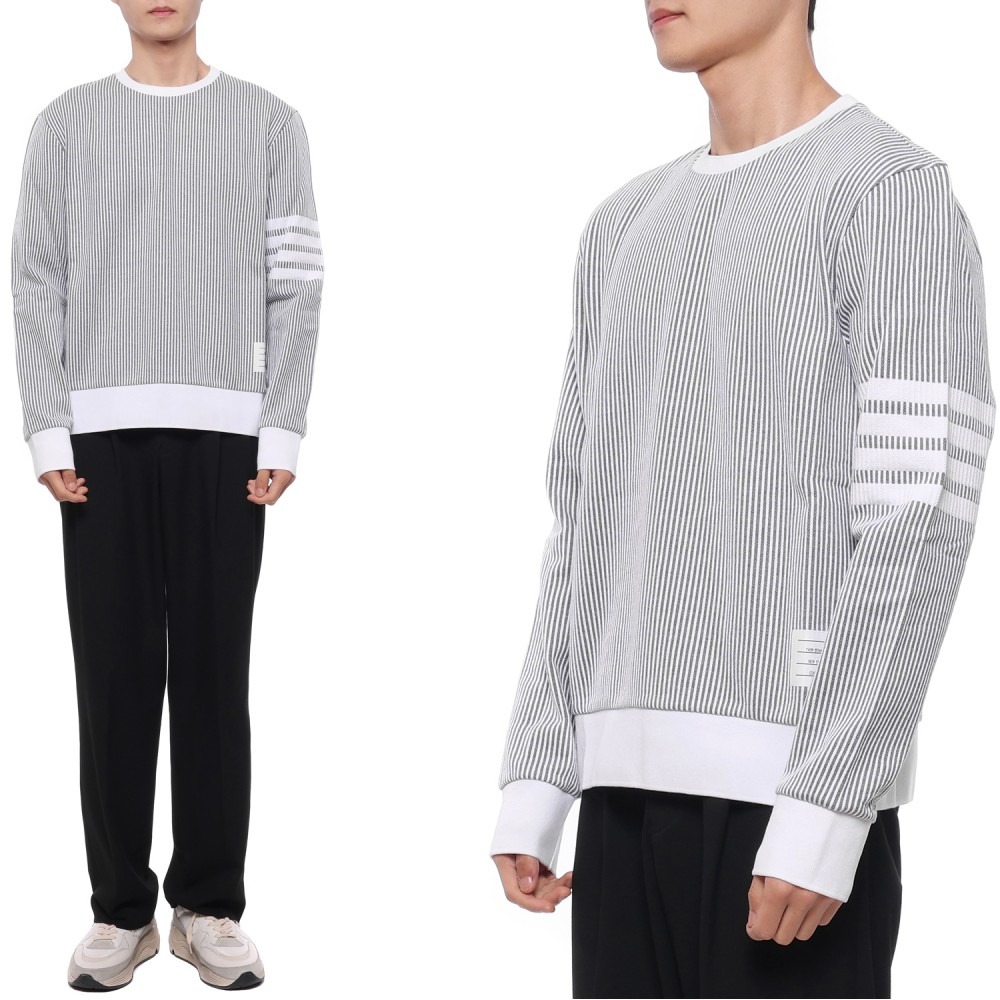 23SS 남성 시어서커 사선 스트라이프 맨투맨 (MJT370A J0063 055 23S)