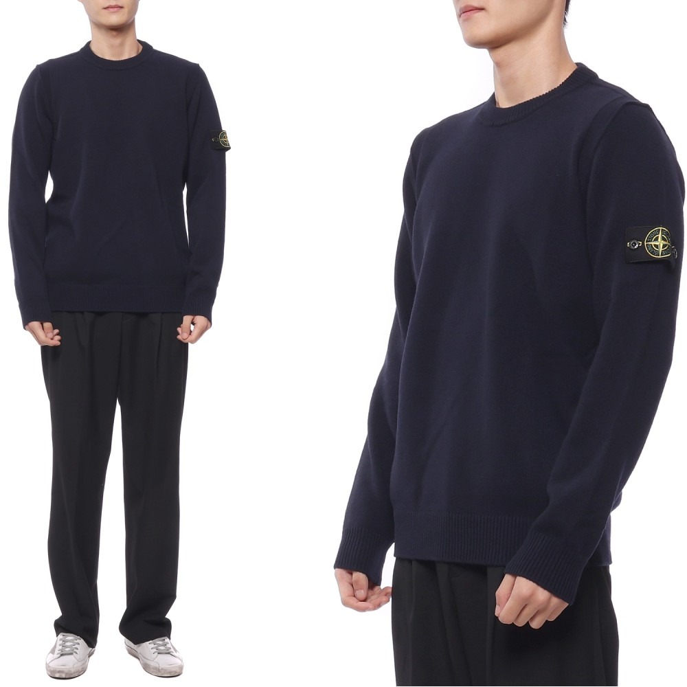 23FW 남성 와펜 패치 크루넥 니트 (7915508A3 A0020 23F)