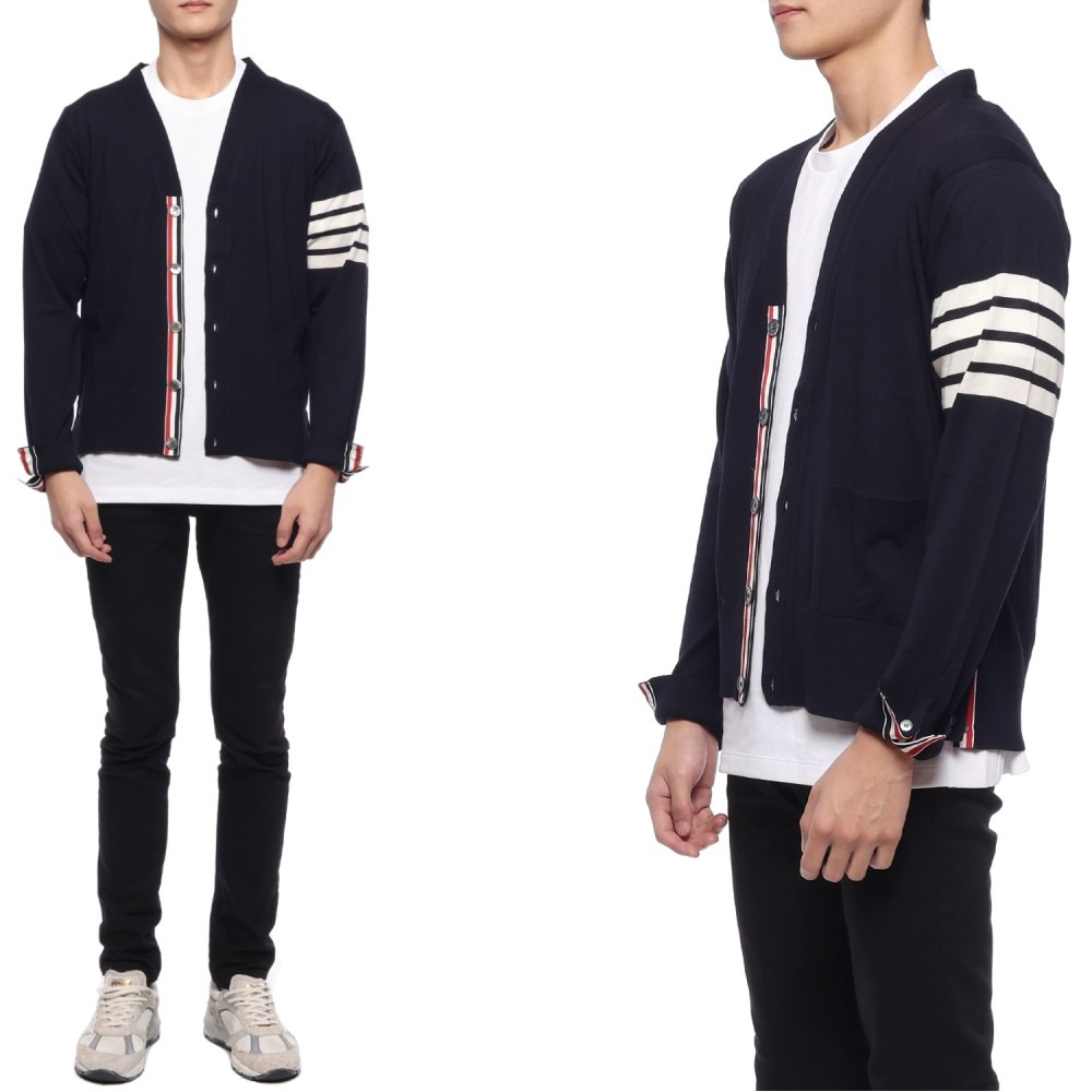 23FW 남성 사선 스트라이프 울 가디건 (MKC002A Y1014 415 23F)