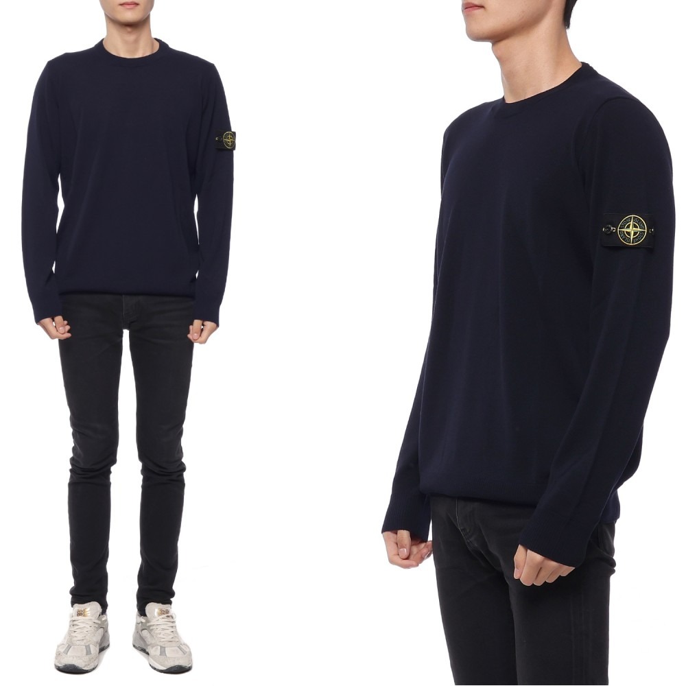 23FW 남성 와펜 패치 크루넥 울 니트 (7915510C4 A0020 23F)