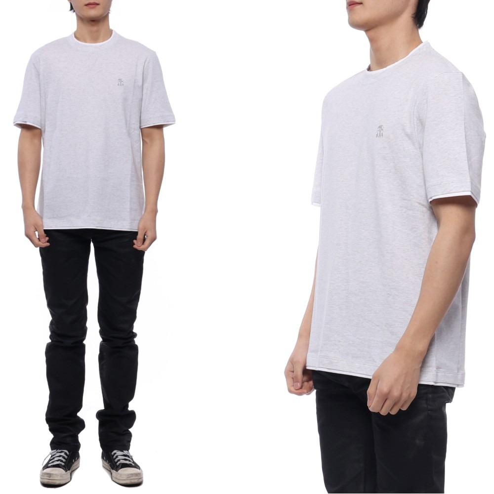 24SS 남성 레이어드 로고 반팔티셔츠 (M0B137427G CFP70 24S)