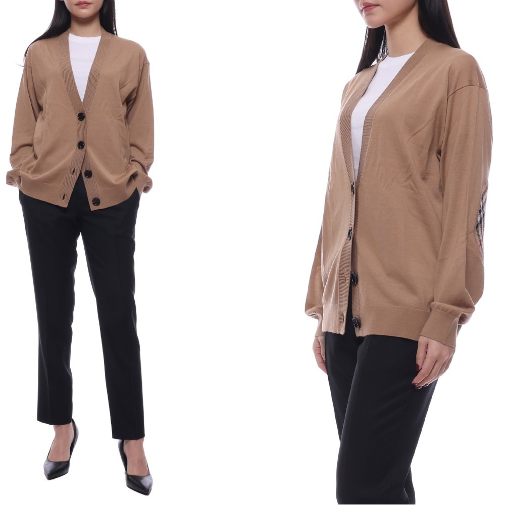 23FW 여성 도녹 체크 패치 가디건 (8074885 CAMEL 23F)