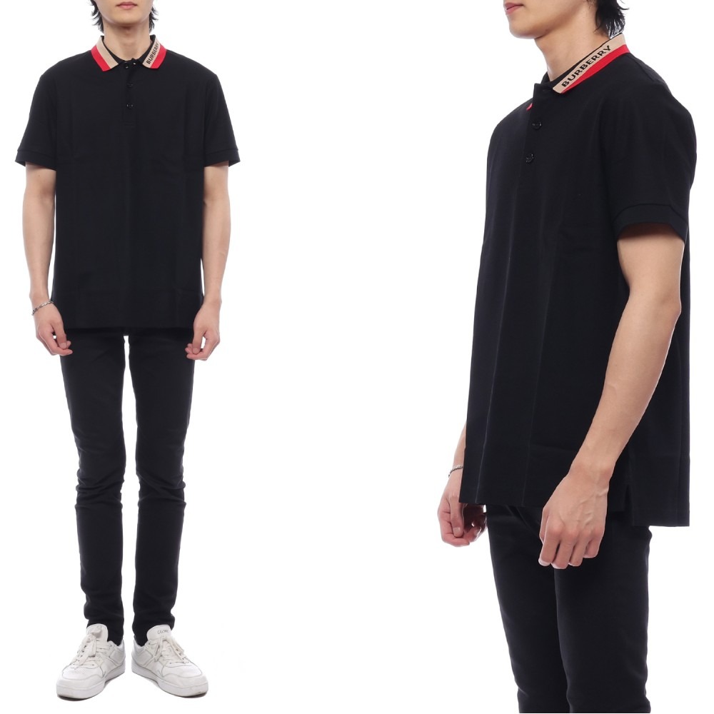 24SS Men's Stripe Logo Polo Short Sleeve T-Shirt (8083154 BLACK 24S)