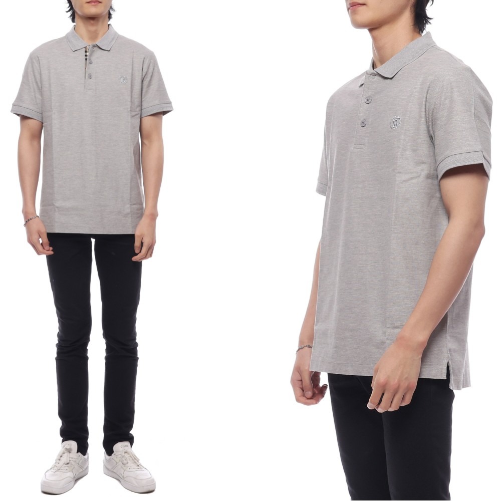 24SS 남성 자수 로고 폴로 반팔티셔츠 (8084011 PALE GREY MELANGE 24S)