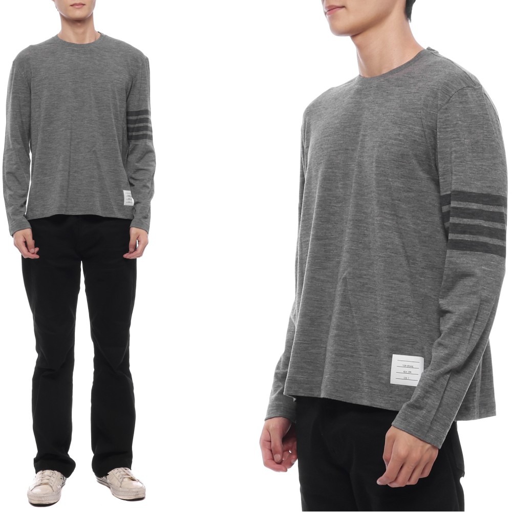 24FW 남성 사선 스트라이프 울 저지 니트 (MJS261A J0149 035 24F)