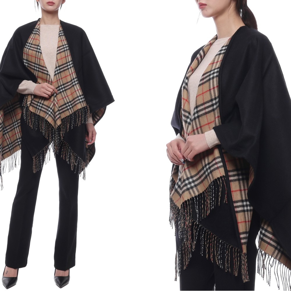 24FW 여성 체크 울 리버시블 케이프 (8077897 BLACK 24F)