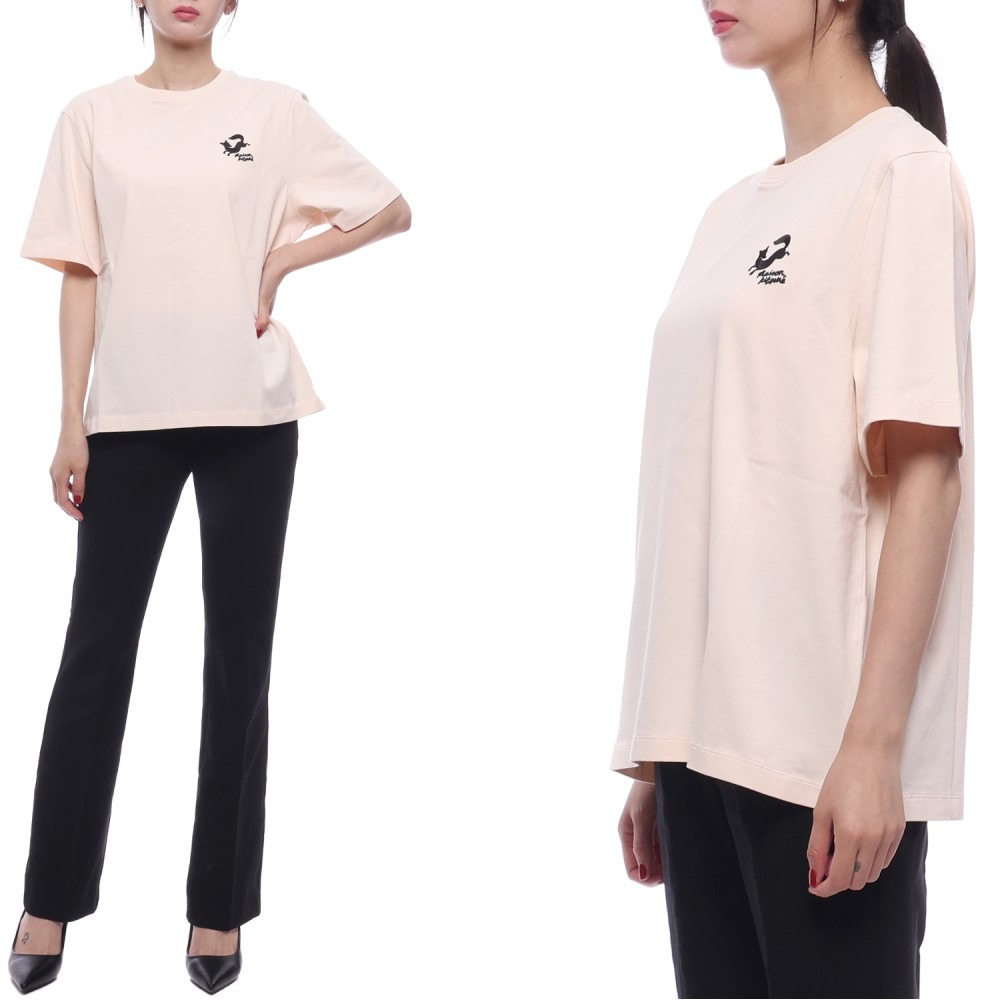 24FW 여성 팬시 폭스 자수 반팔티셔츠 (NW00116KJ0119 P705 24F)