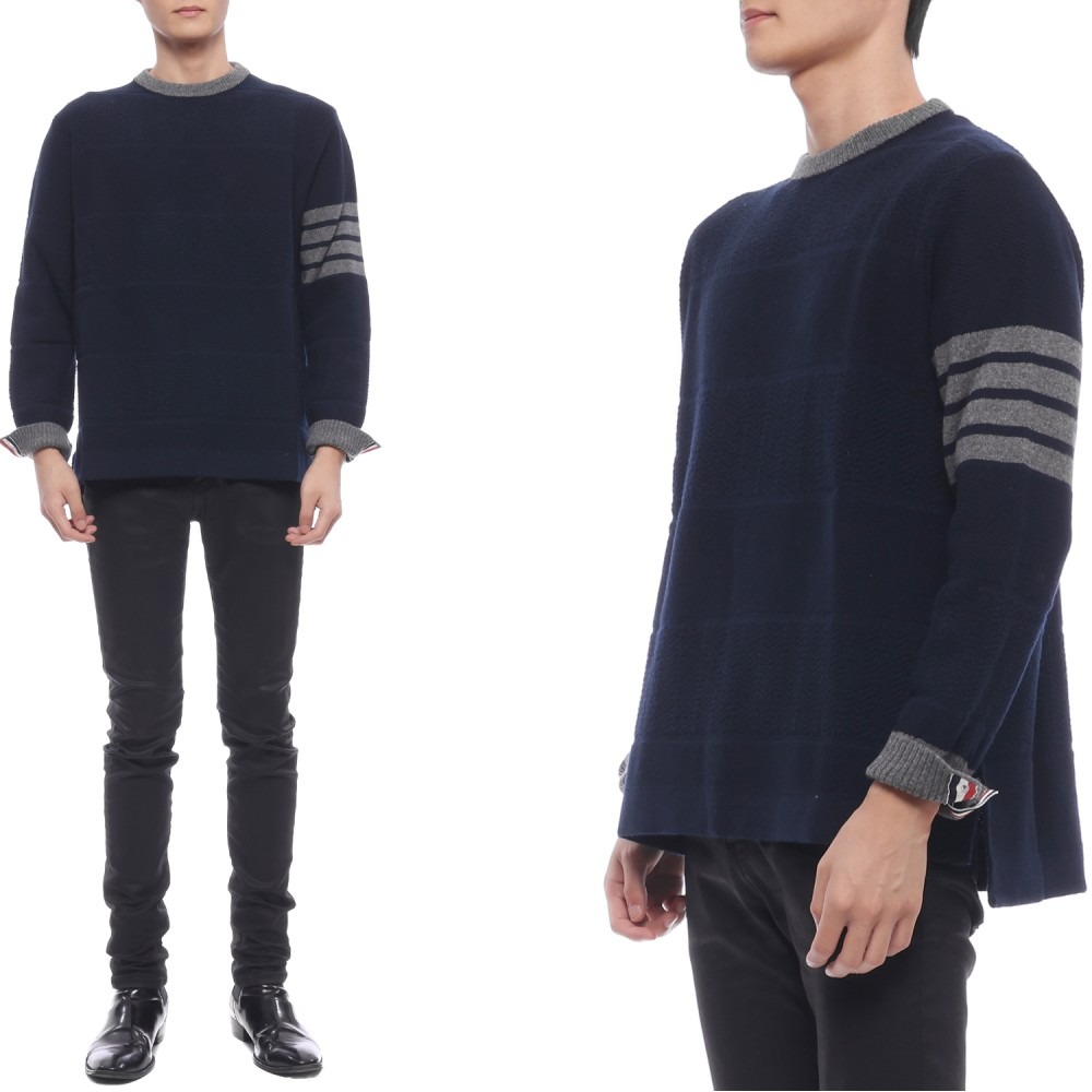 24FW 남성 럭비 스트라이프 울 니트 (MKA527A Y1030 415 24F)