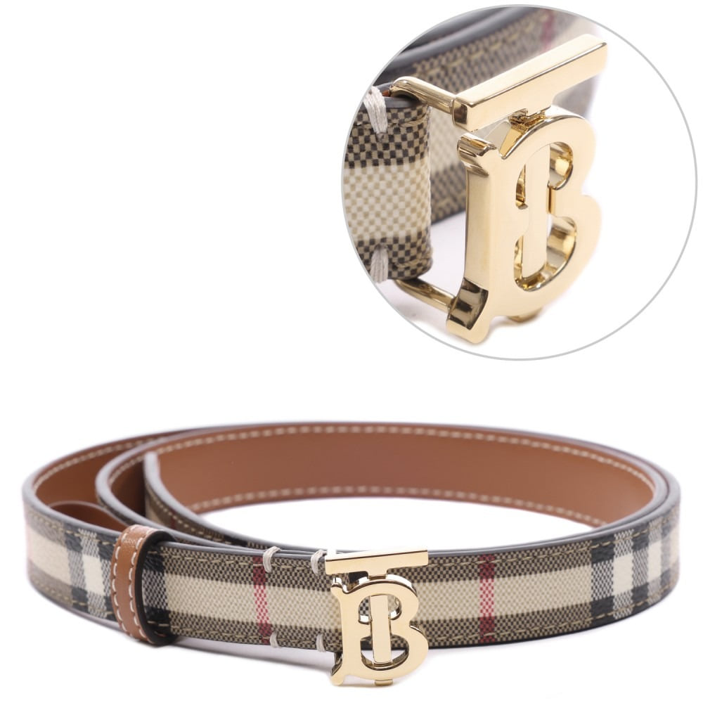 24FW 여성 TB 체크 씬 벨트 (8093838 VINTAGE CHECK LIGHT GOLD 24F)