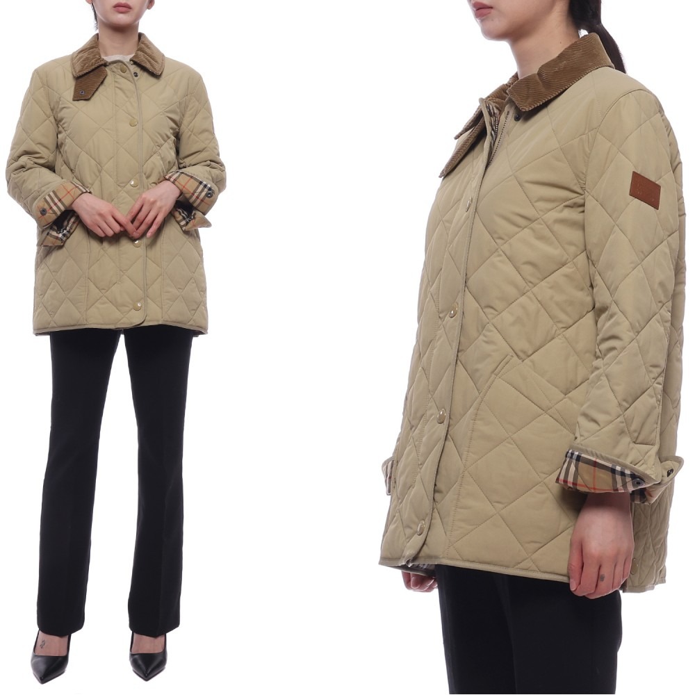 24FW 여성 코듀로이 다이아몬드 퀼팅 재킷 (8021468 HONEY 24F)