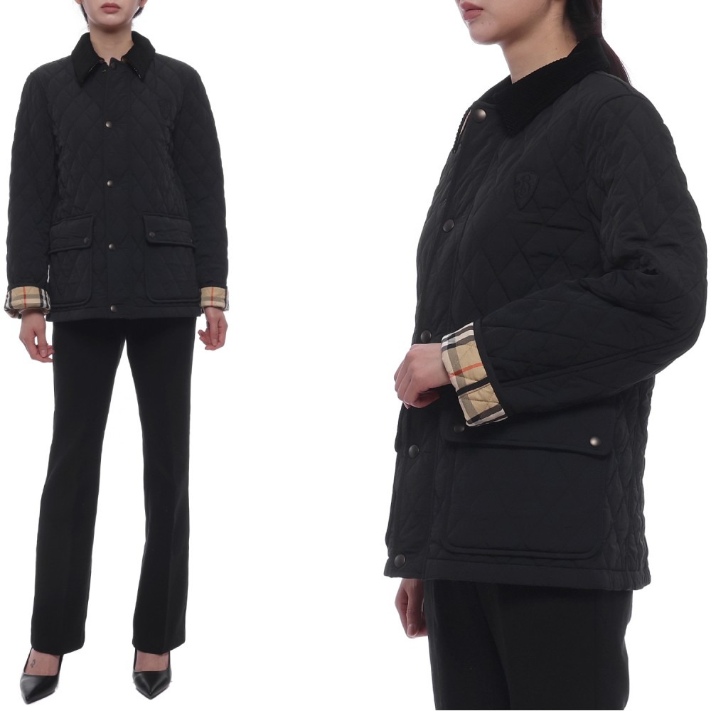 24FW 여성 코듀로이 다이아몬드 퀼팅 재킷 (8096917 BLACK SAND 24F)