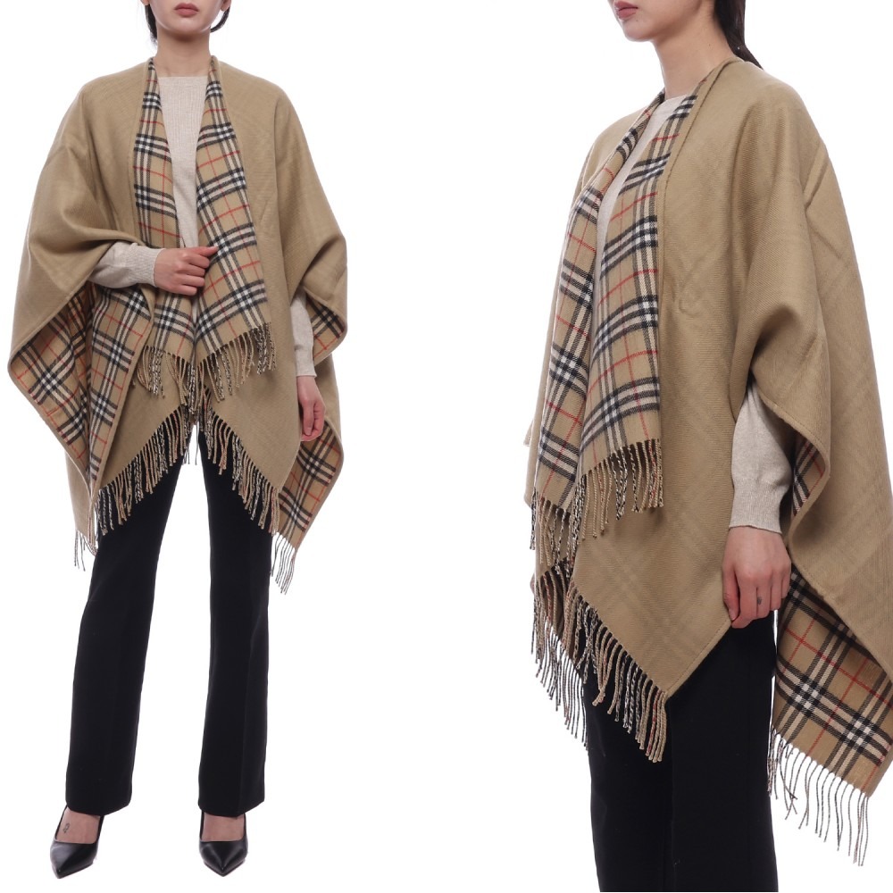 24FW 여성 리버시블 체크 울 케이프 (8071673 ARCHIVE BEIGE 24F)