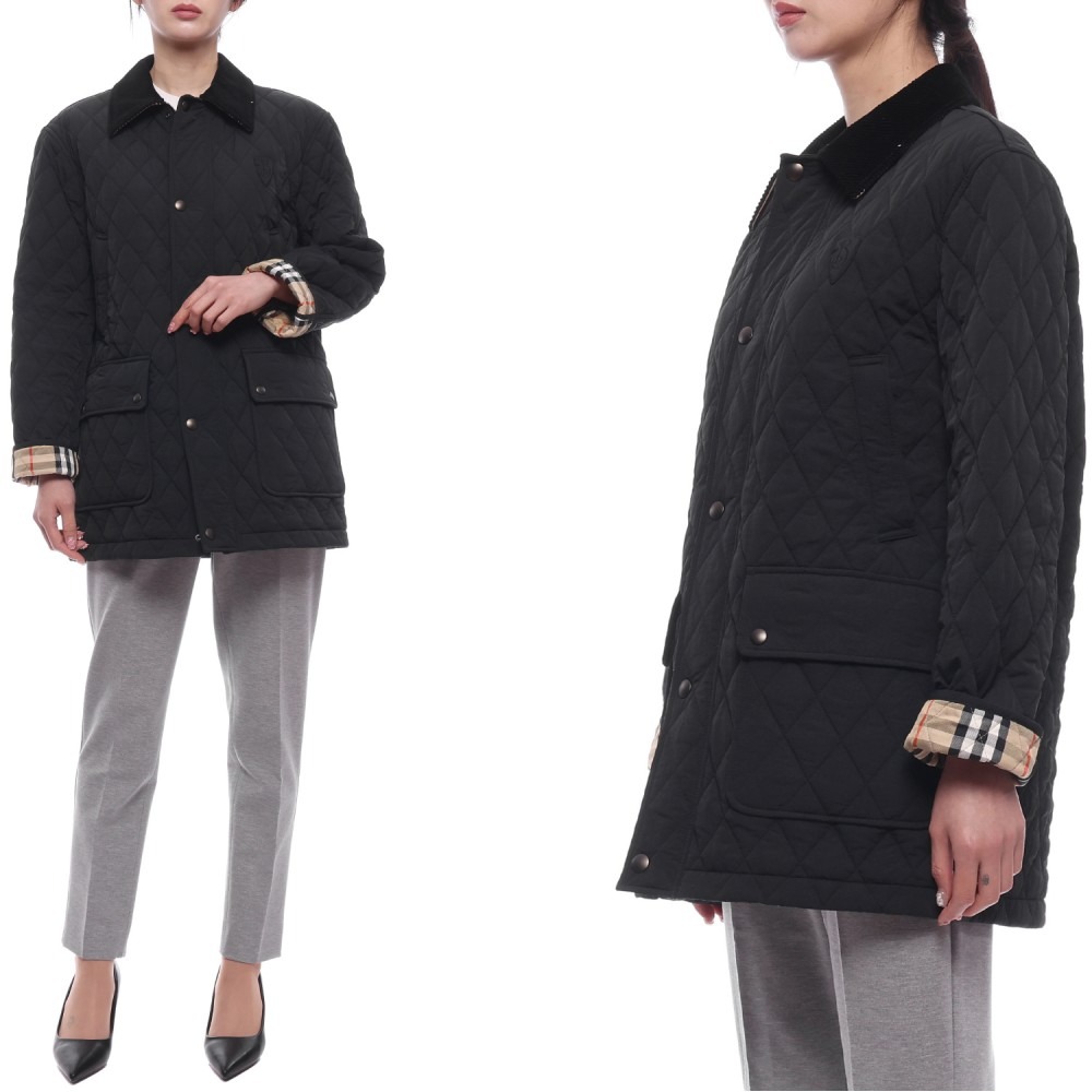 24FW 여성 코듀로이 다이아몬드 퀼팅 재킷 (8096916 BLACK SAND 24F)