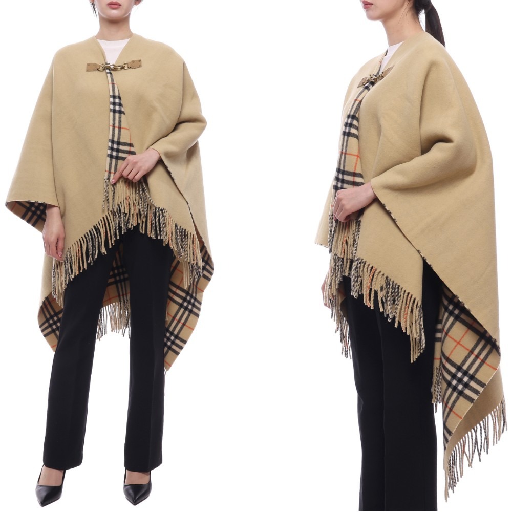 24FW 여성 체크 울 케이프 (8096630 SAND 24F)