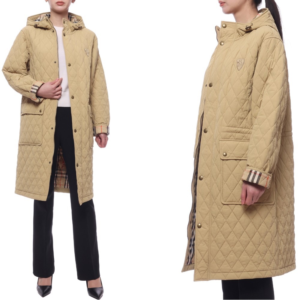 24FW 여성 다이아몬드 퀼팅 롱점퍼 (8097997 FLAX SAND 24F)