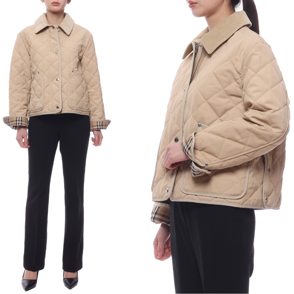 24FW 여성 다이아몬드 퀼팅 크롭 재킷 (8096026 SOFT FAWN 24F)