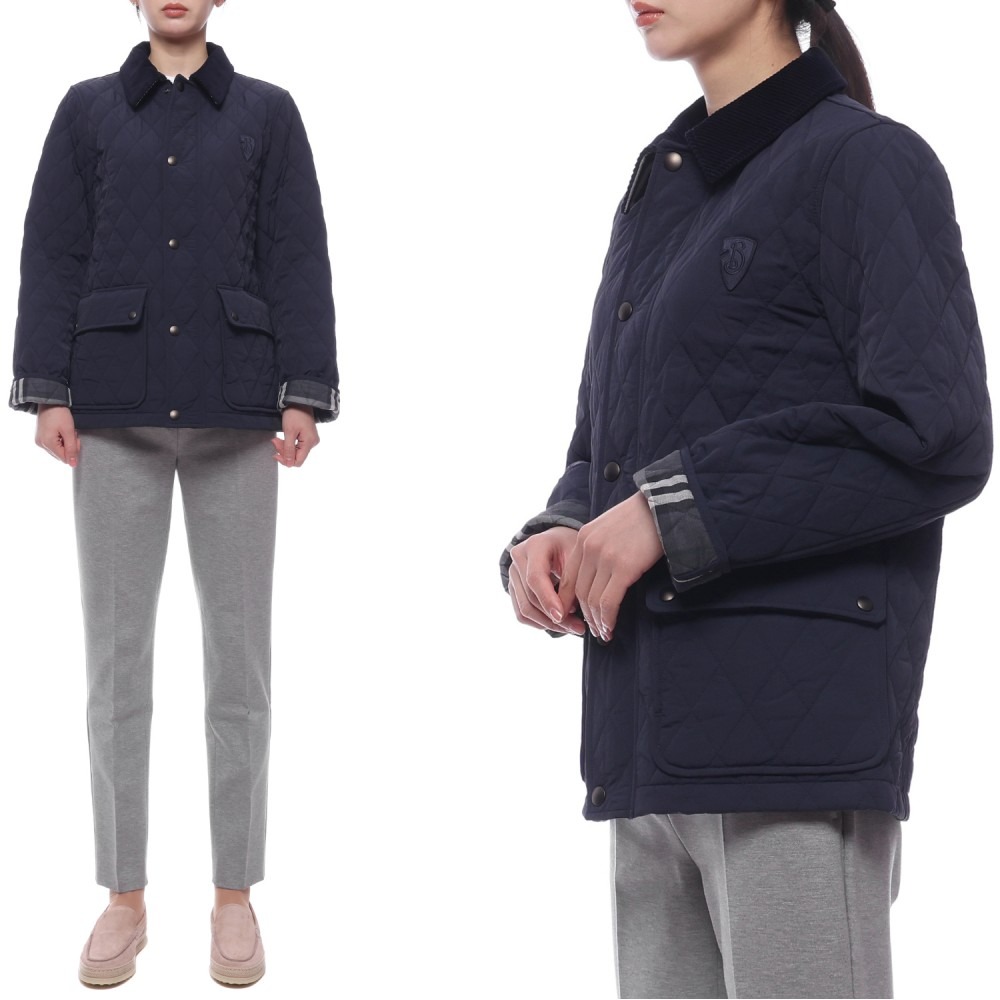 24FW 여성 코듀로이 다이아몬드 퀼팅 재킷 (8097995 NAVY 24F)