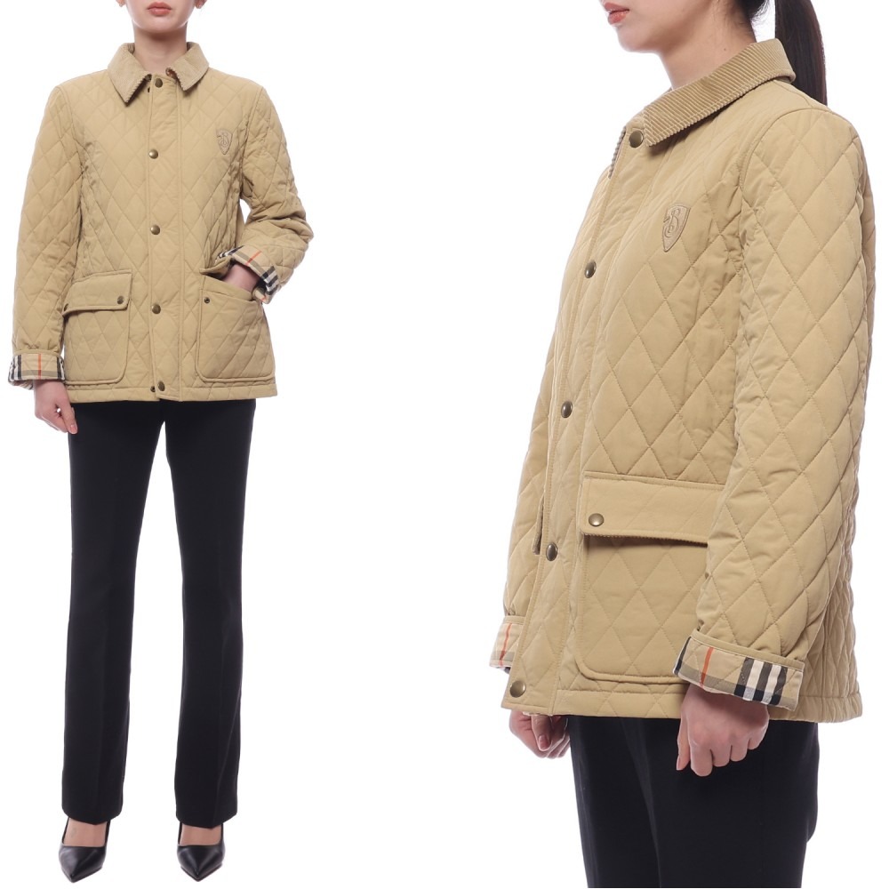 24FW 여성 코듀로이 다이아몬드 퀼팅 재킷 (8097996 FLAX SAND 24F)