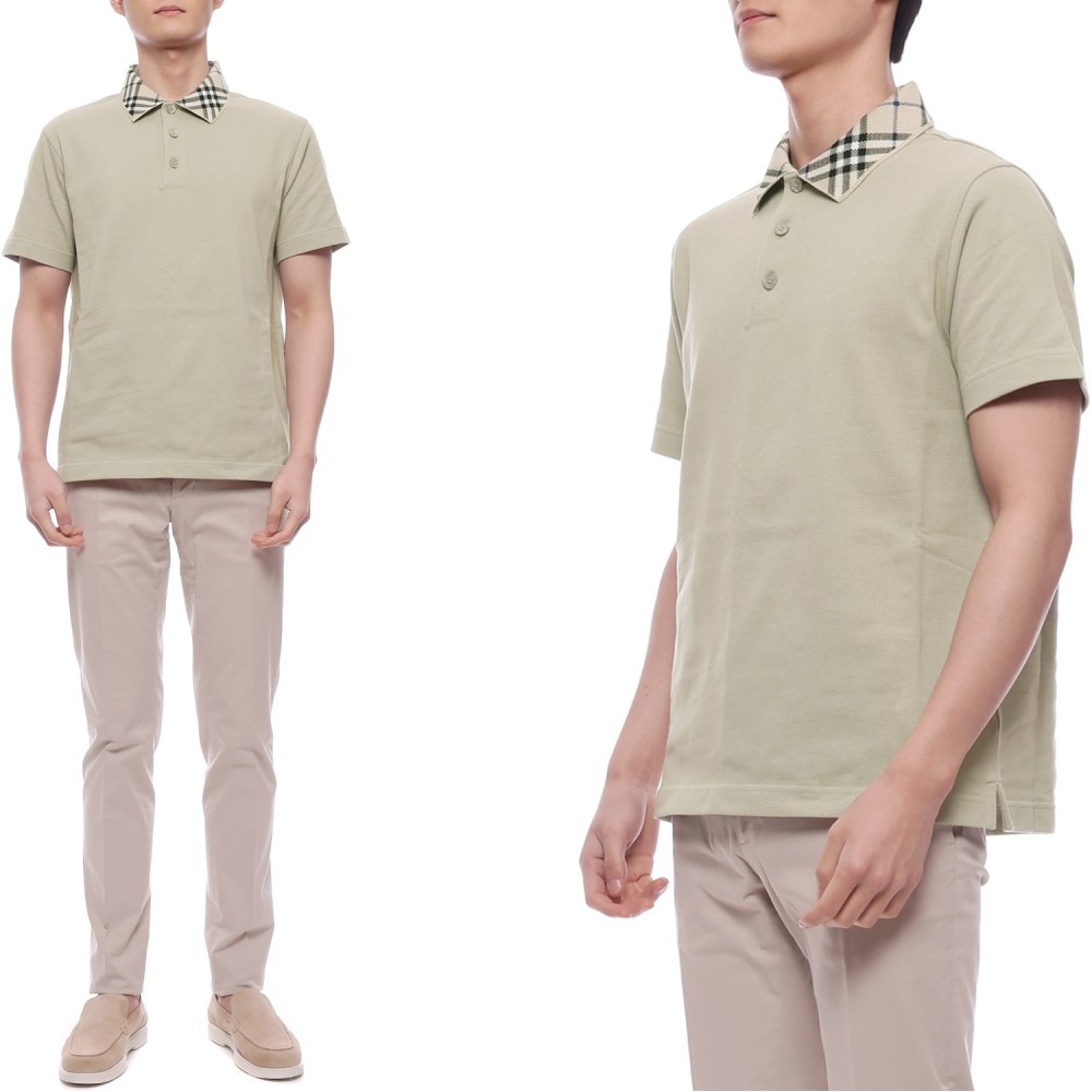 25SS 남성 체크 카라 폴로 반팔티셔츠 (8103866 LICHEN 25S)