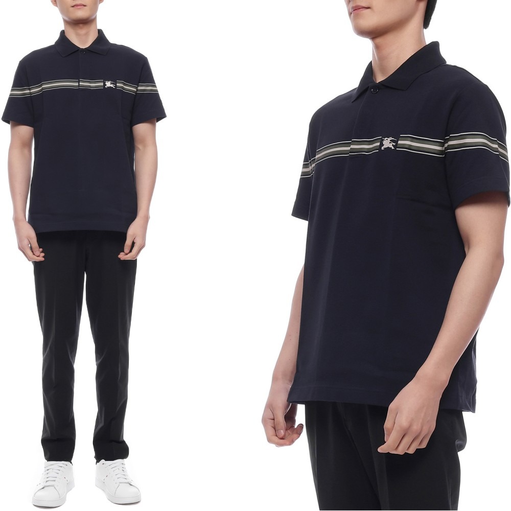 25SS 남성 EKD 자수 스트라이프 폴로 반팔티셔츠 (8105139 INDIGO 25S)