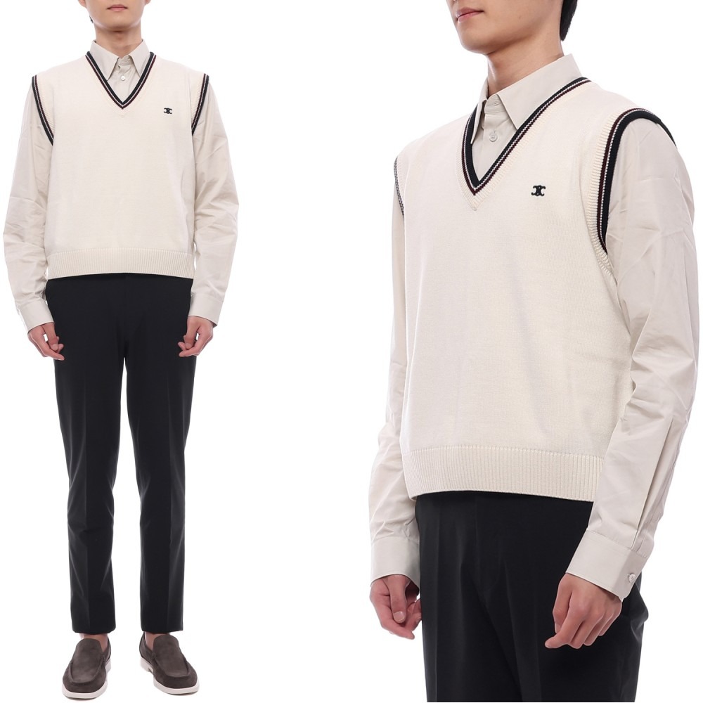 25SS 남성 트리옹프 자수 민소매 브이넥 니트 (2ADCK823Y FZV1 25S)