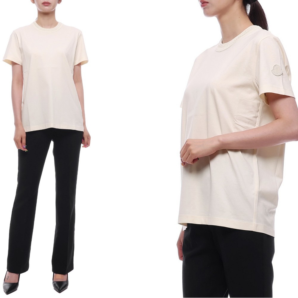 25SS 여성 크로셰 악센트 반팔티셔츠 (8C00043 89ADC 034 25S)
