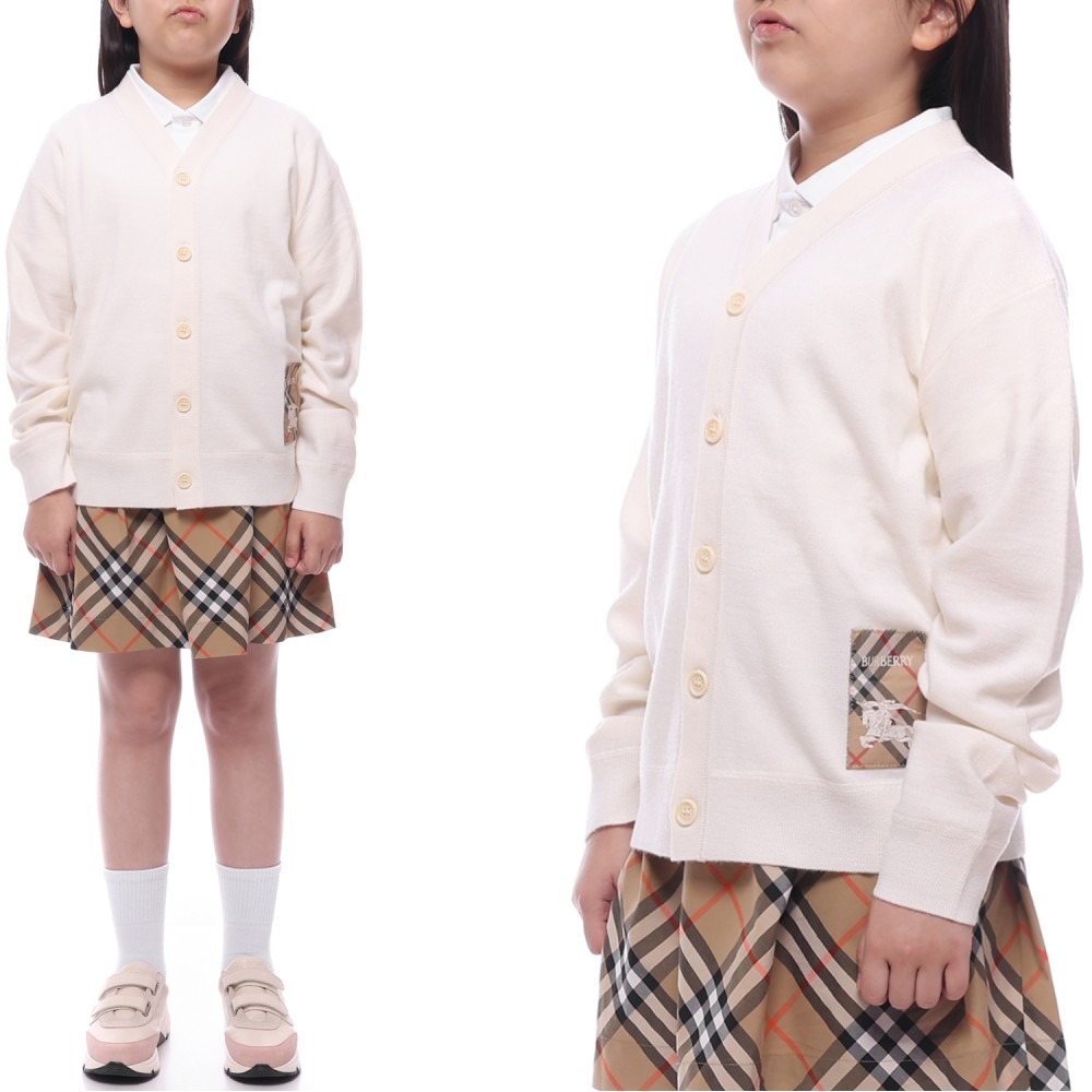 25SS 체크 라벨 울 가디건 (8099631 IVORY 25S)
