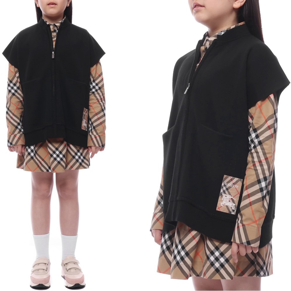 25SS 체크 라벨 울 혼방 케이프 (8101865 BLACK 25S)